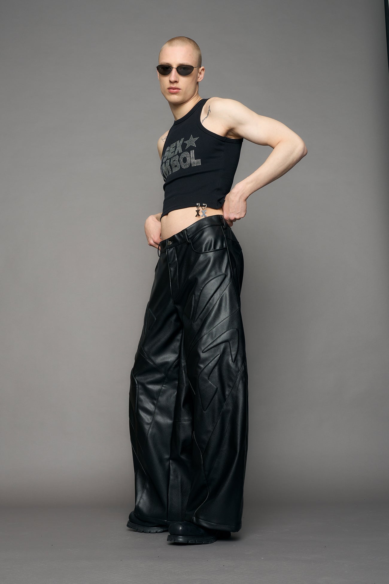 NAMILIA Octane Oversize Leather Pants - black, xs