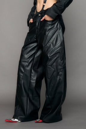 NAMILIA Octane Oversize Leather Pants - black, xs