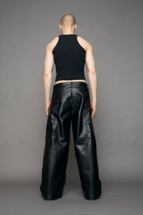 NAMILIA Octane Oversize Leather Pants - black, xs
