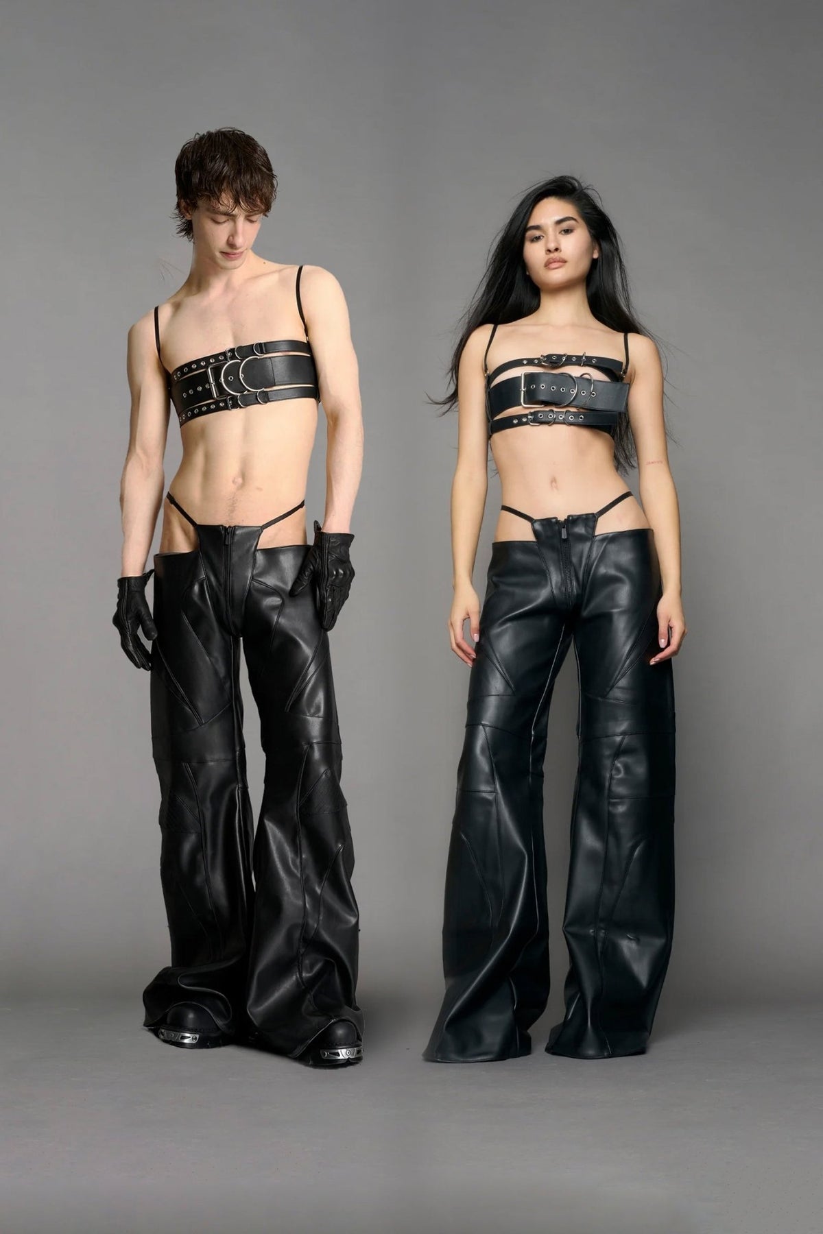 NAMILIA Oversize Thong Pants - BLACK, xs