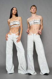 NAMILIA Oversize Thong Pants - WHITE, xs