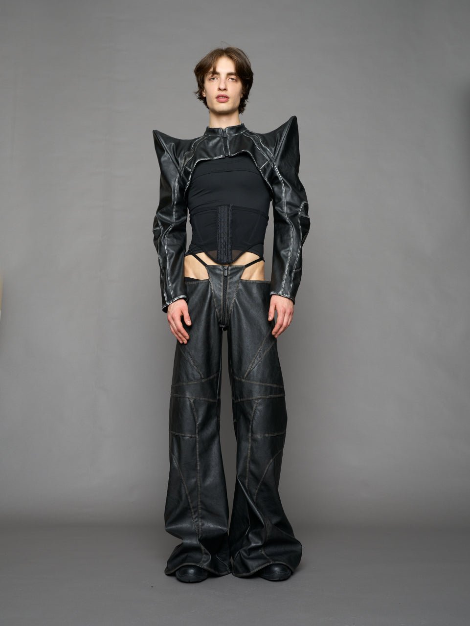 NAMILIA Oversize Thong Pants Black Washed - BLACK WASHED, xs