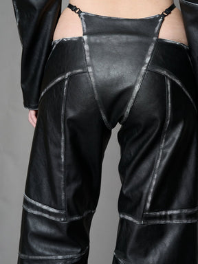 NAMILIA Oversize Thong Pants Black Washed - BLACK WASHED, xs