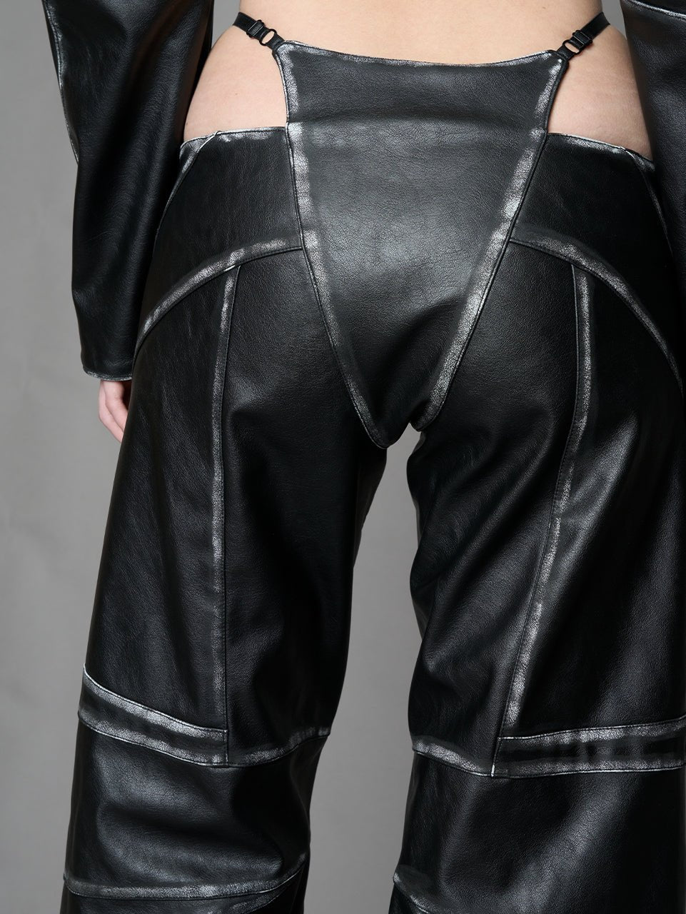 NAMILIA Oversize Thong Pants Black Washed - BLACK WASHED, xs