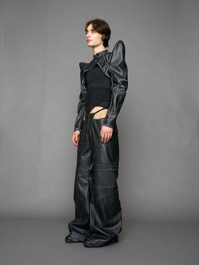 NAMILIA Oversize Thong Pants Black Washed - BLACK WASHED, xs