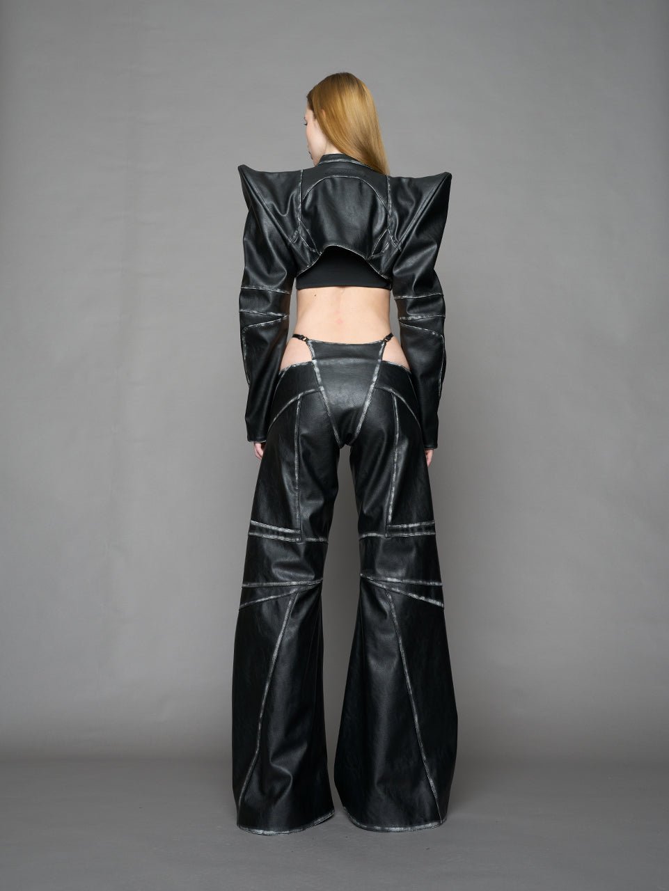 NAMILIA Oversize Thong Pants Black Washed - BLACK WASHED, xs