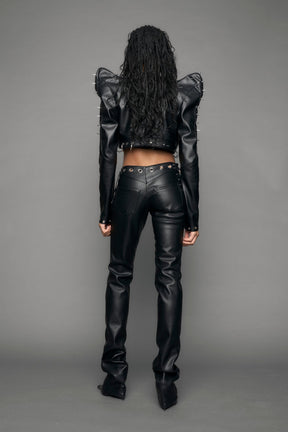 NAMILIA Pierced Crop Jacket - black, xs