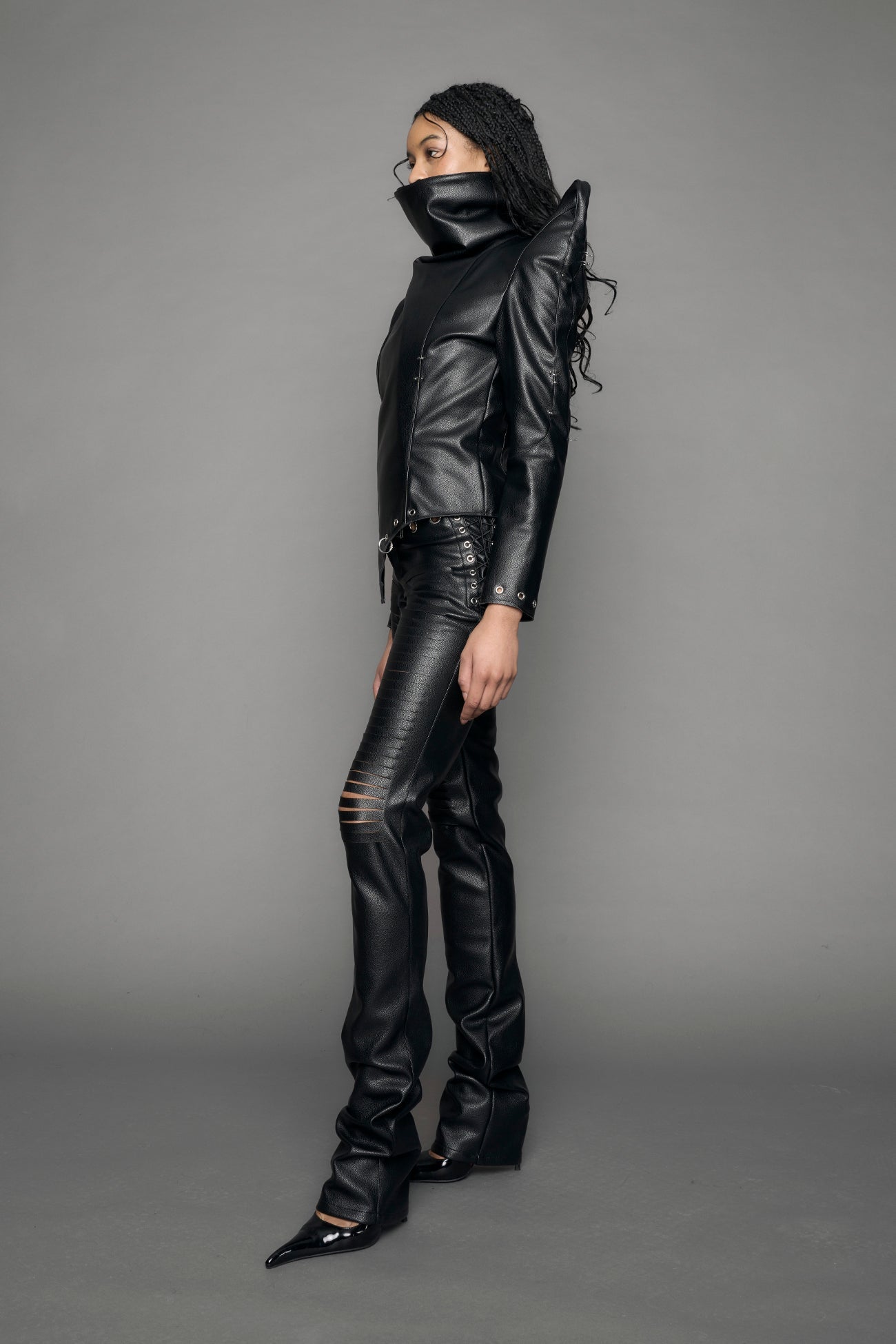 NAMILIA Pierced High Collar Jacket - black, xs