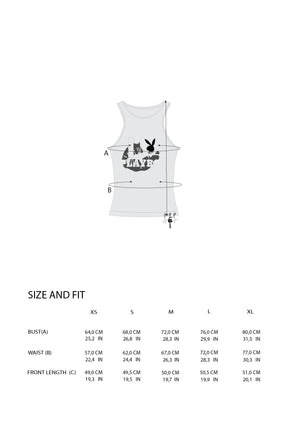 NAMILIA Playboy Crystal Tank - black print, xs