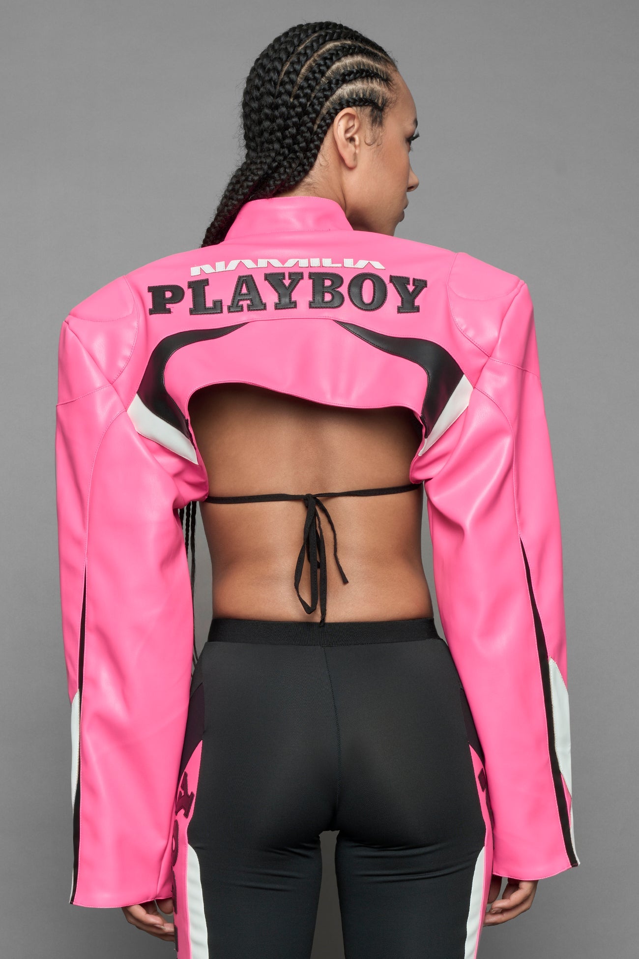 NAMILIA Playboy Moto Bolero Jacket - pink/black, xs
