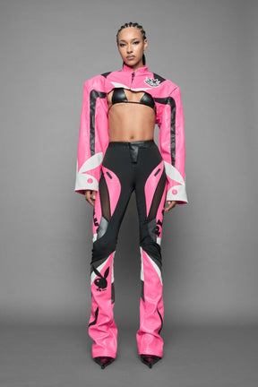 NAMILIA Playboy Moto Bolero Jacket - pink/black, xs
