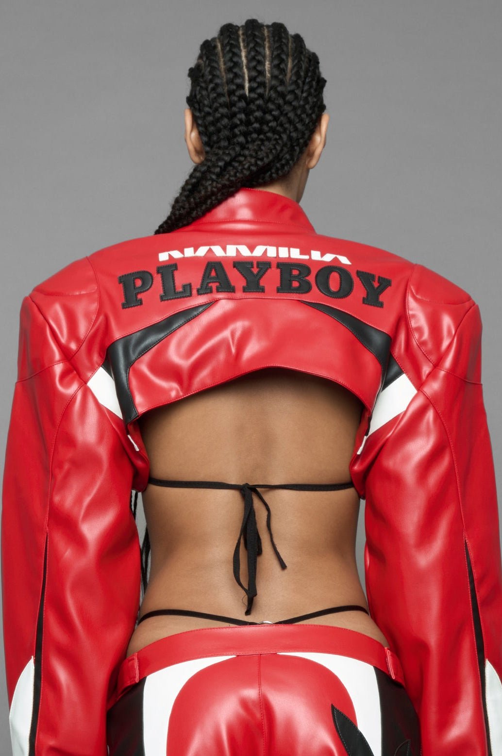 NAMILIA Playboy Moto Bolero Jacket - black/ red, xs
