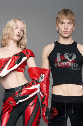 NAMILIA Playboy Moto Gloves - red black, s