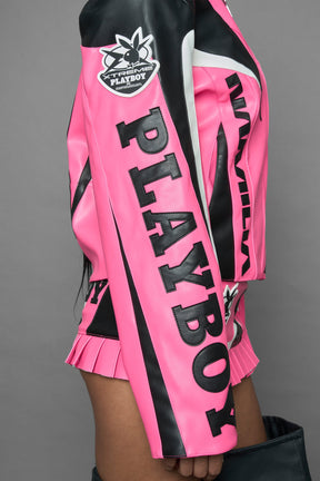NAMILIA Playboy Moto Jacket - pink/ black, xs