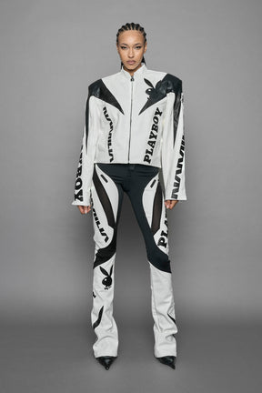 NAMILIA Playboy Moto Jacket - white/ black, xs