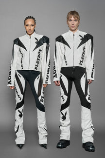 NAMILIA Playboy Moto Jacket - white/ black, xs