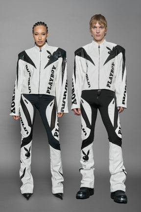 NAMILIA Playboy Moto Jacket - white/ black, xs
