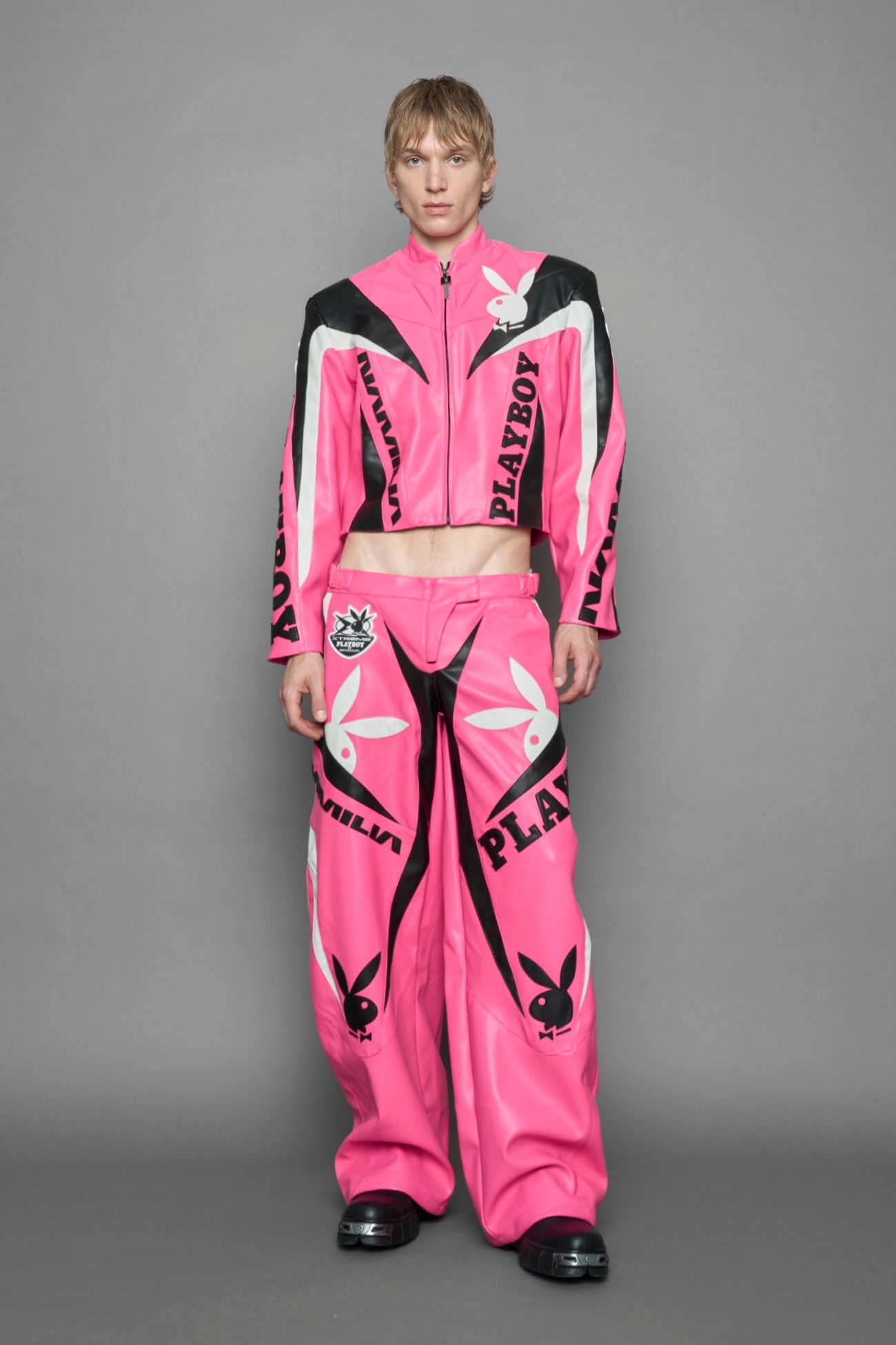 NAMILIA Playboy Moto Jacket - pink/ black, xs