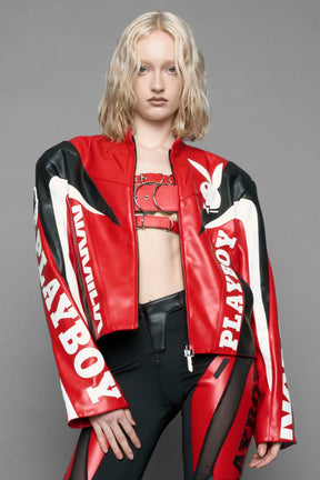 NAMILIA Playboy Moto Jacket - red/ black, xs