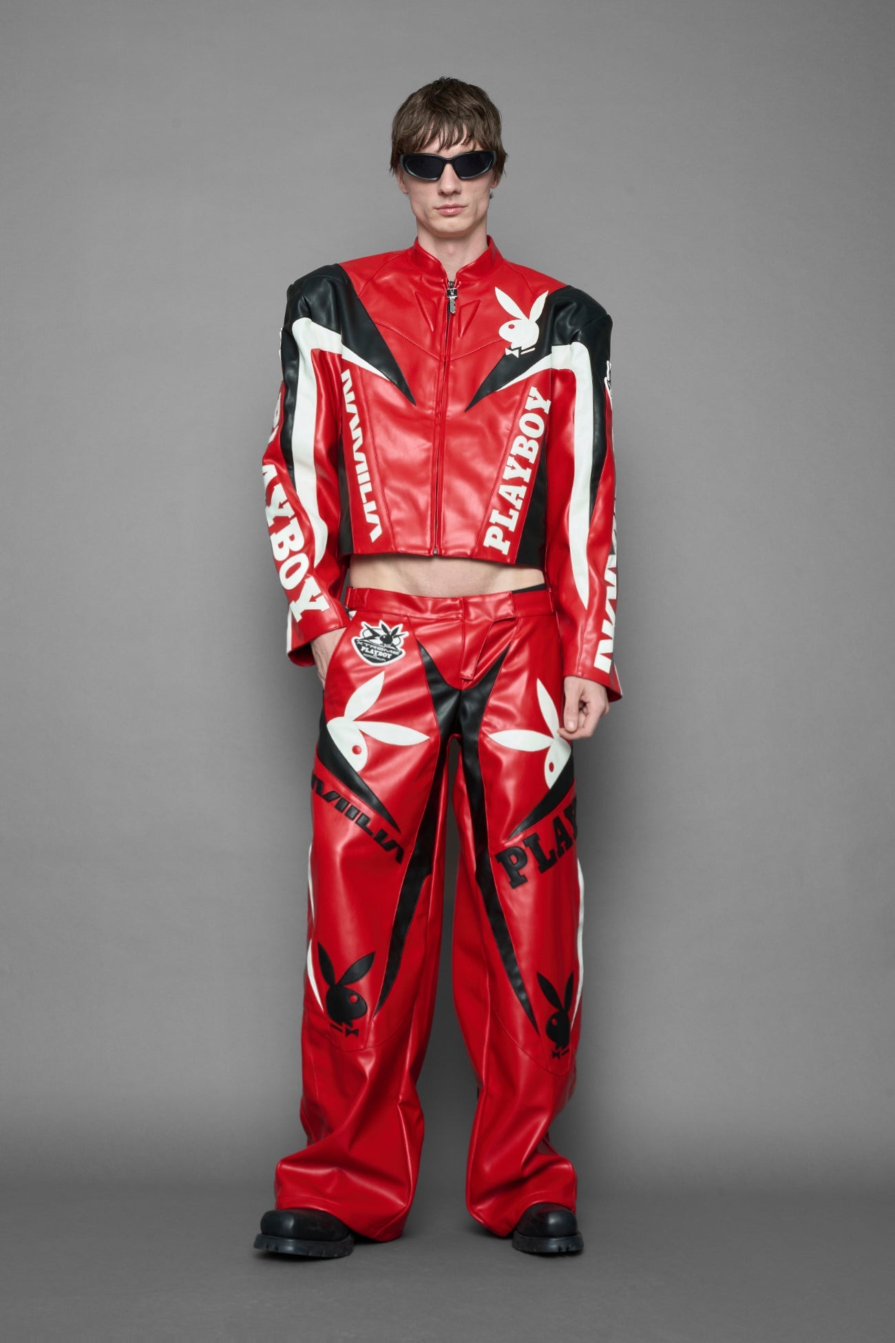 NAMILIA Playboy Moto Jacket - red/ black, xs
