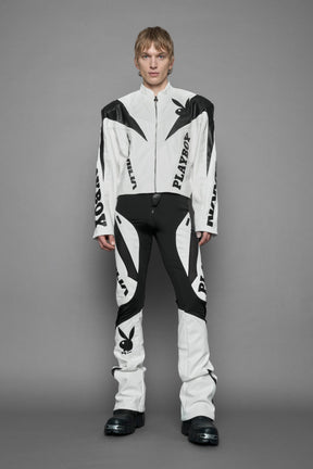 NAMILIA Playboy Moto Jacket - white/ black, xs