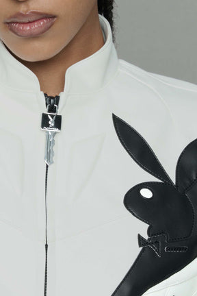 NAMILIA Playboy Moto Jacket - white/ black, xs