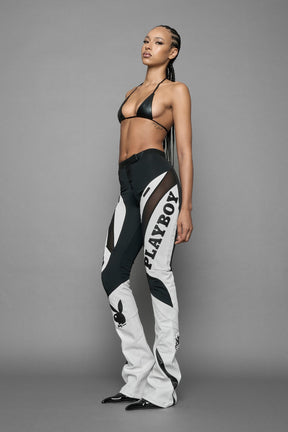 NAMILIA Playboy Moto Mesh Pants - white/ black, xs