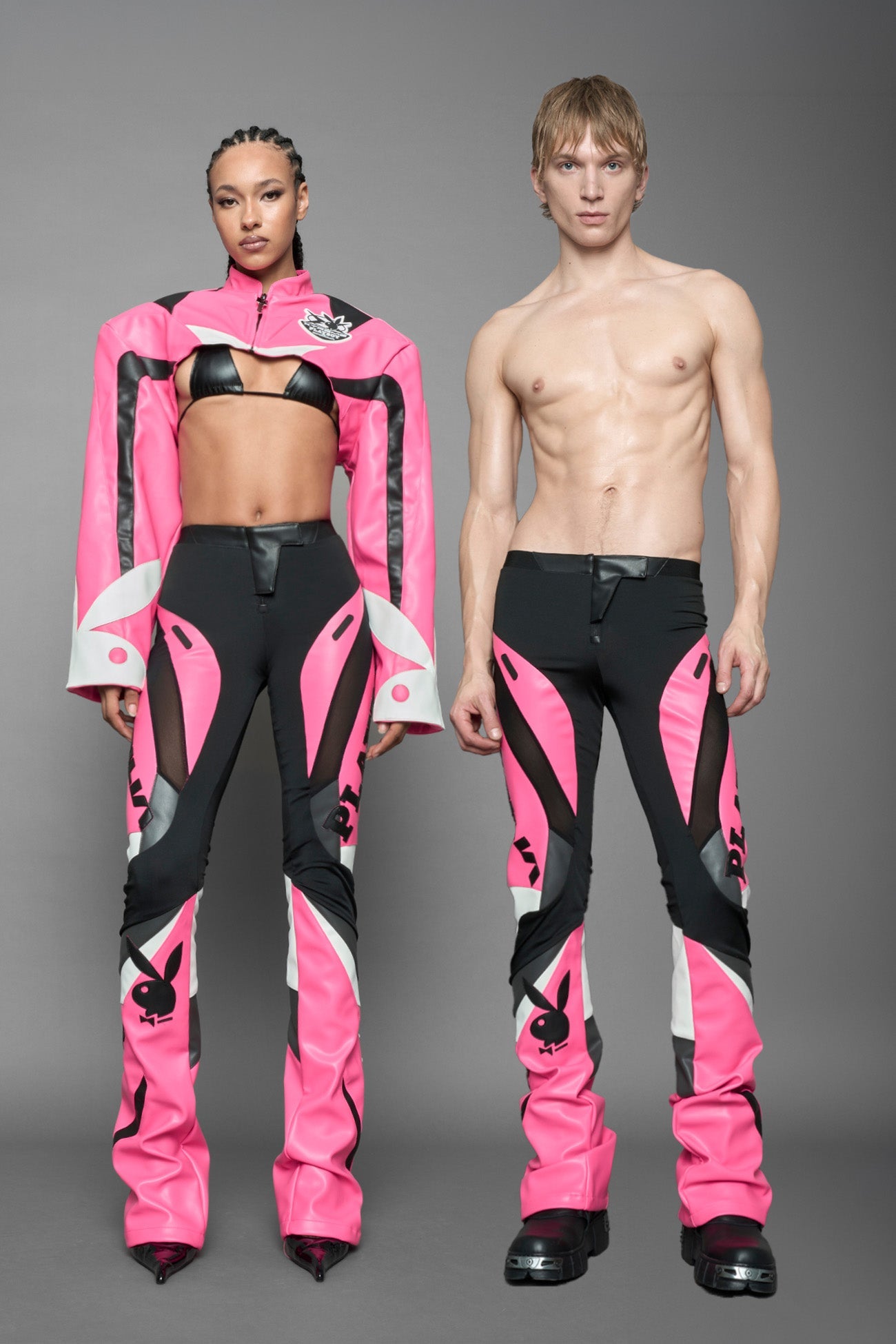 NAMILIA Playboy Moto Mesh Pants - pink/black, xs