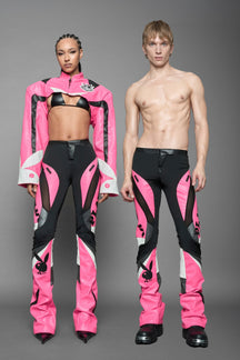 NAMILIA Playboy Moto Mesh Pants - pink/black, xs