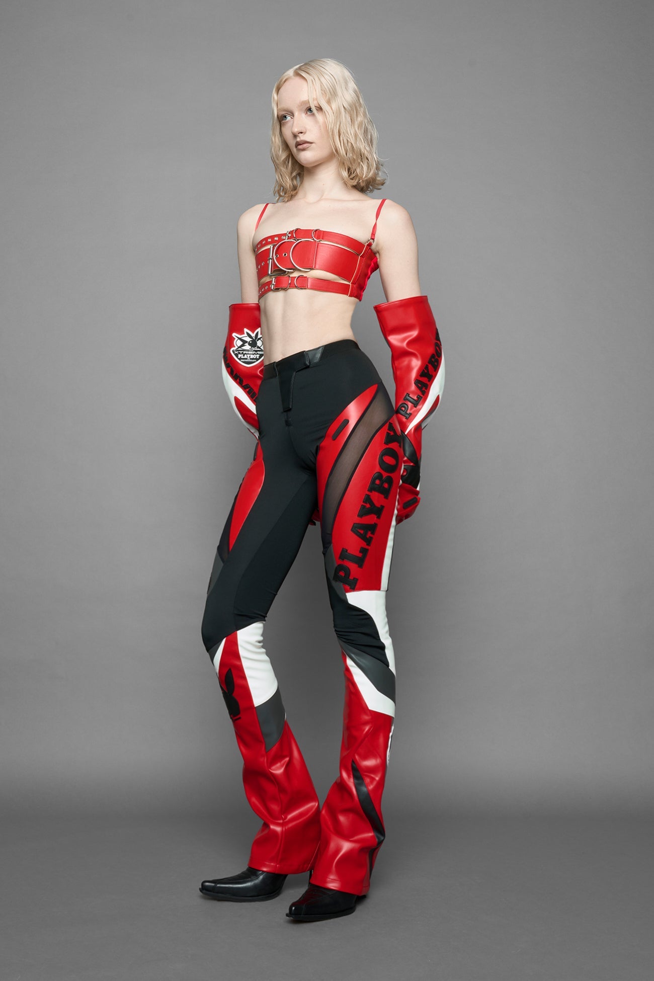 NAMILIA Playboy Moto Mesh Pants - red/ black, xs