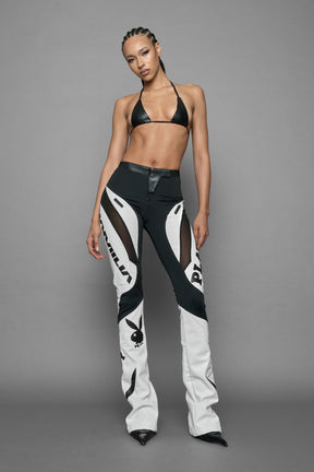 NAMILIA Playboy Moto Mesh Pants - white/ black, xs