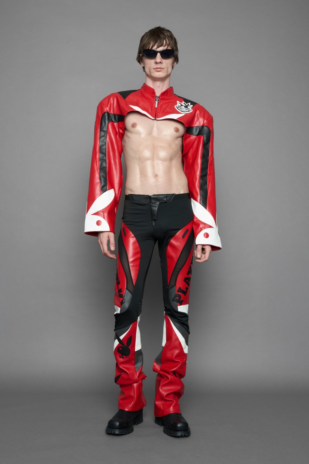 NAMILIA Playboy Moto Mesh Pants - red/ black, xs