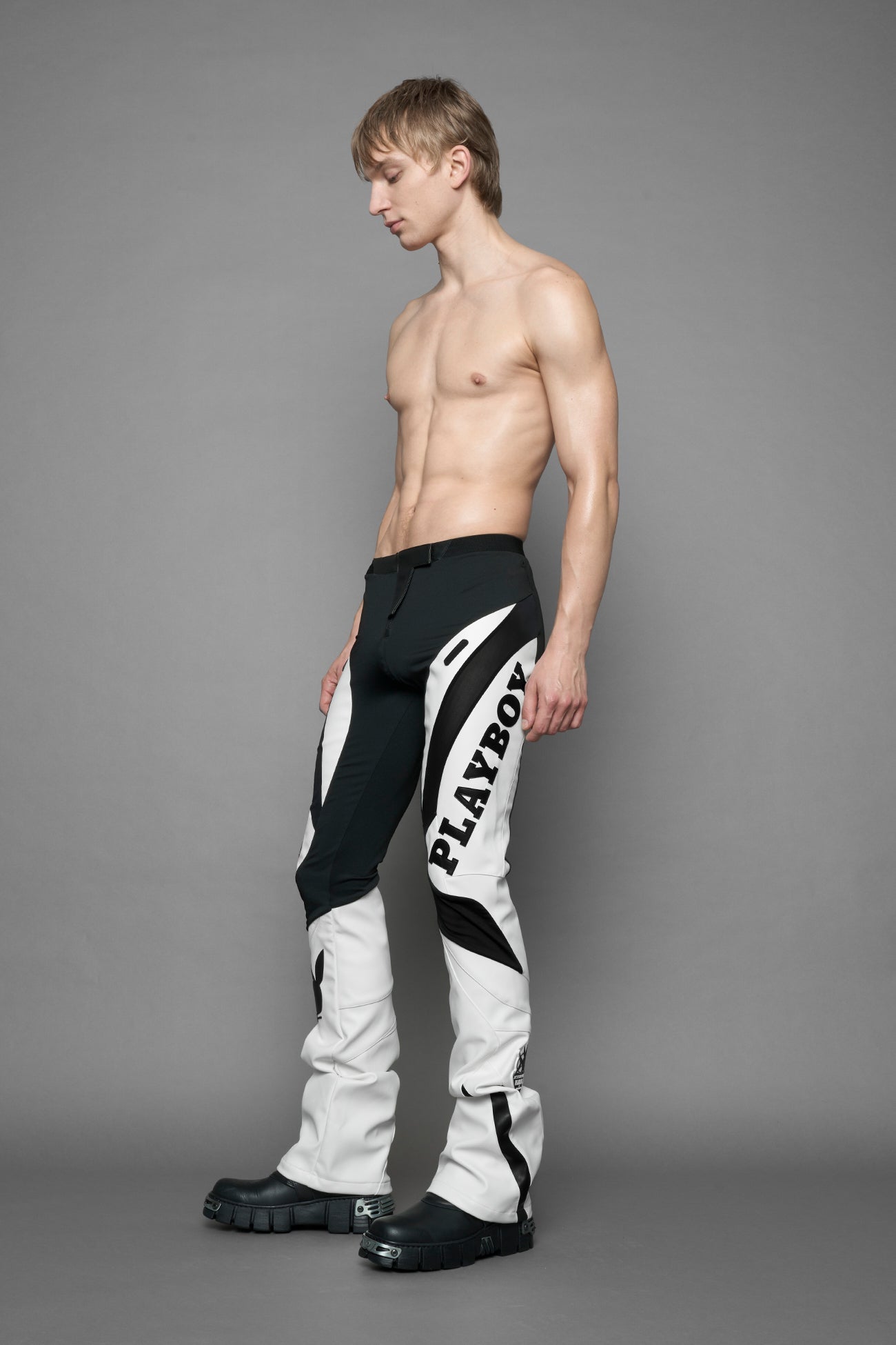NAMILIA Playboy Moto Mesh Pants - white/ black, xs