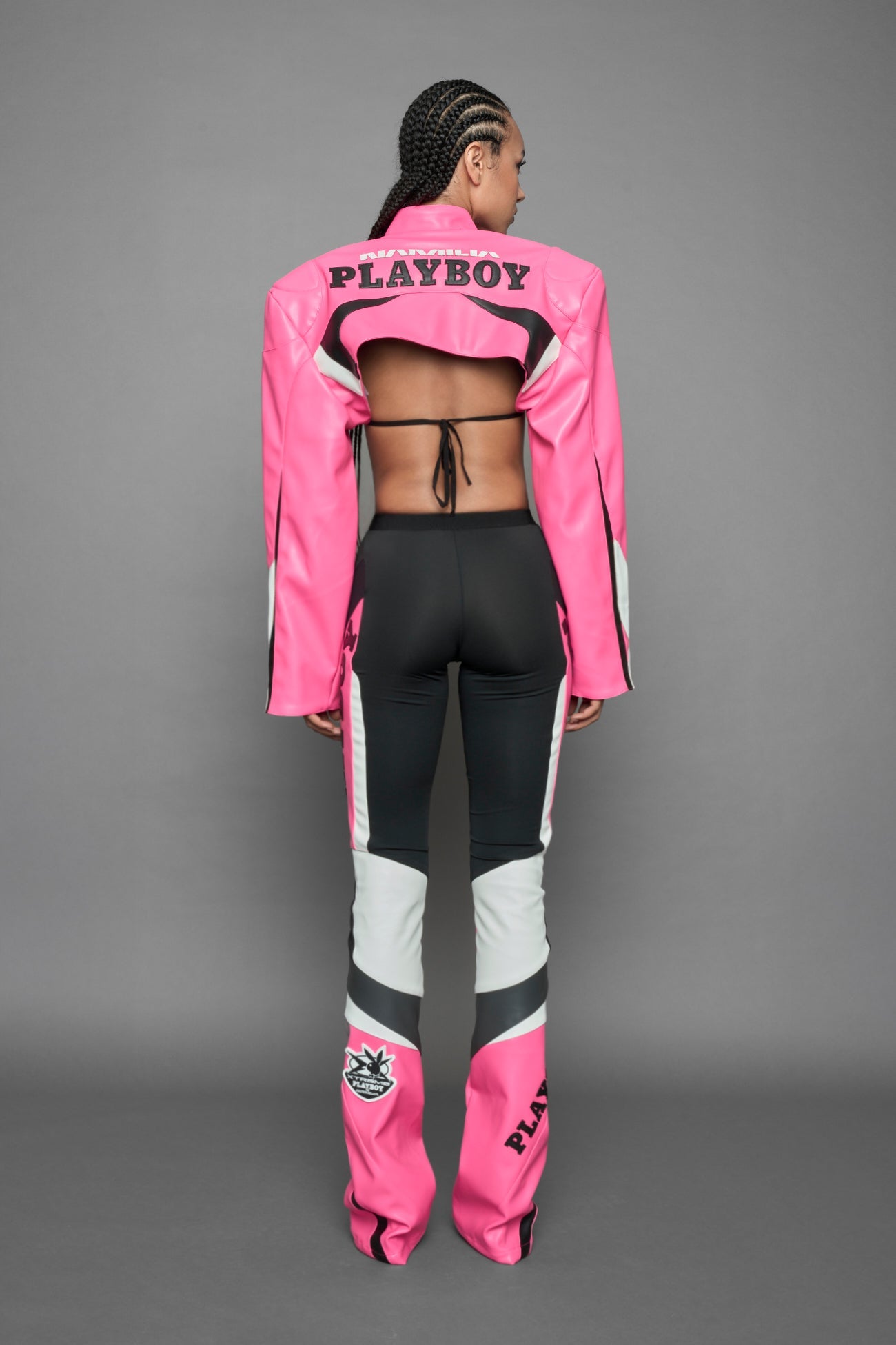 NAMILIA Playboy Moto Mesh Pants - pink/black, xs