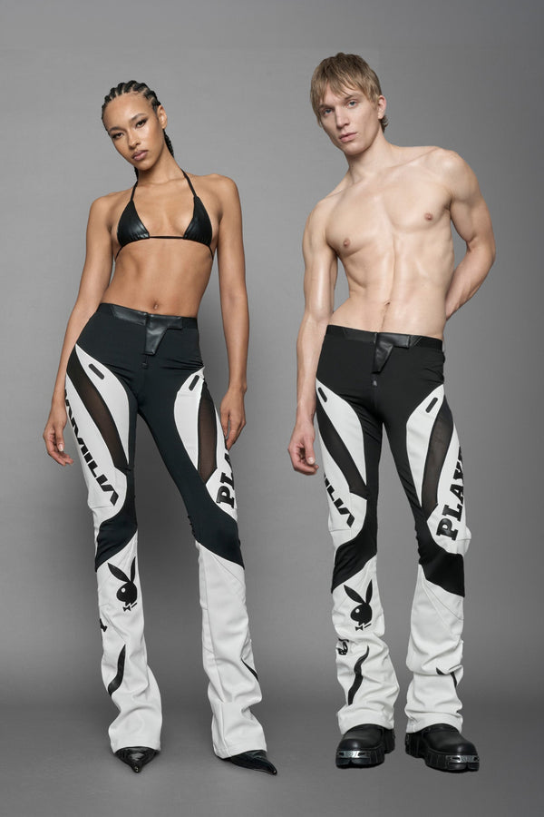 NAMILIA Playboy Moto Mesh Pants - white/ black, xs - white/ black