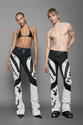 NAMILIA Playboy Moto Mesh Pants - white/ black, xs