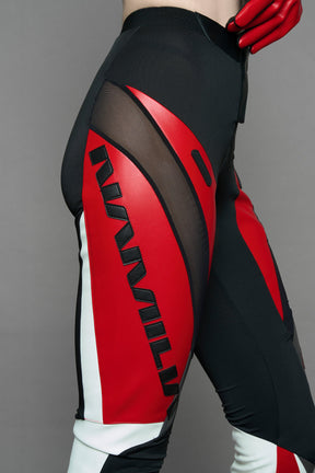 NAMILIA Playboy Moto Mesh Pants - red/ black, xs