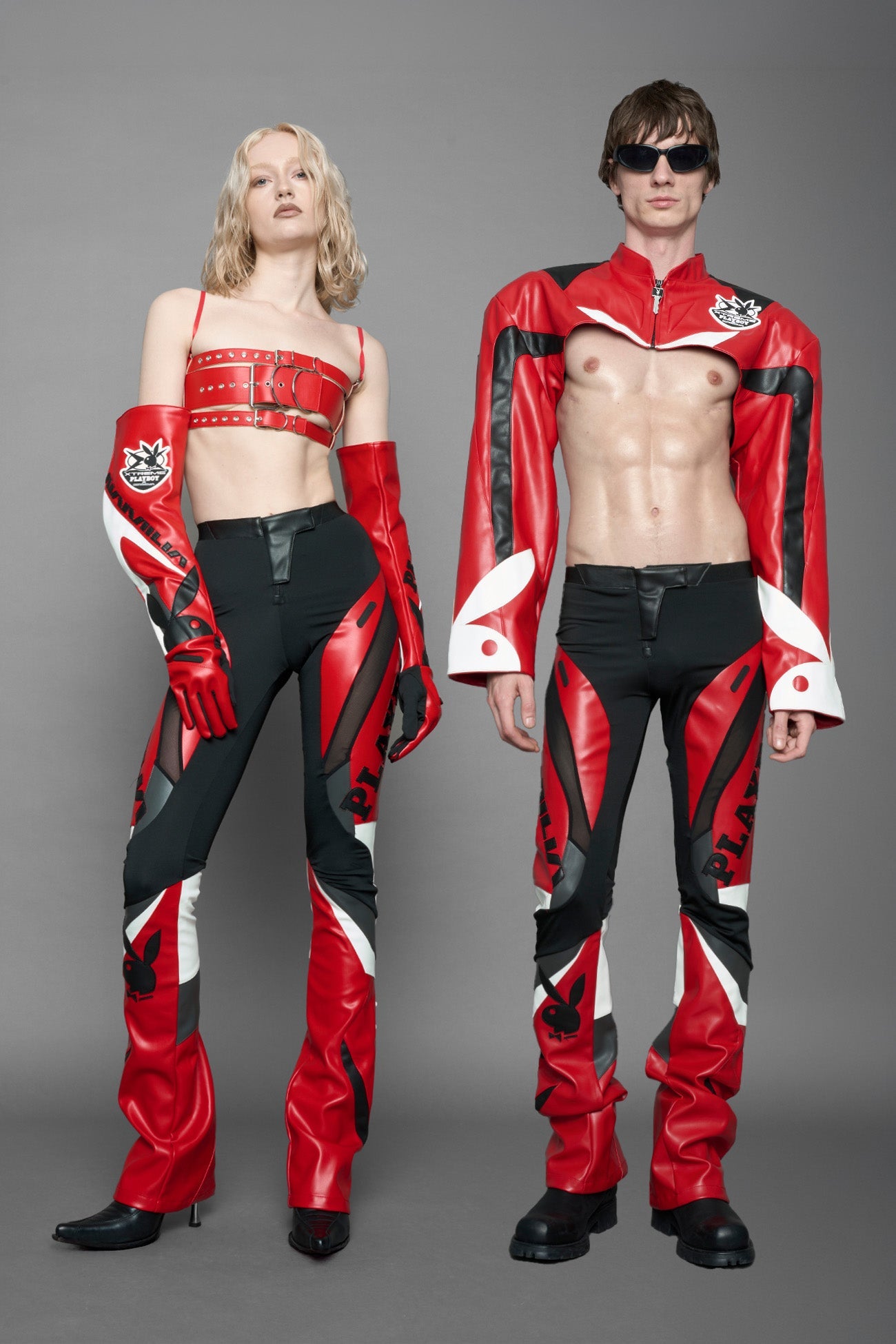 NAMILIA Playboy Moto Mesh Pants - red/ black, xs