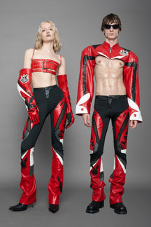 NAMILIA Playboy Moto Mesh Pants - red/ black, xs