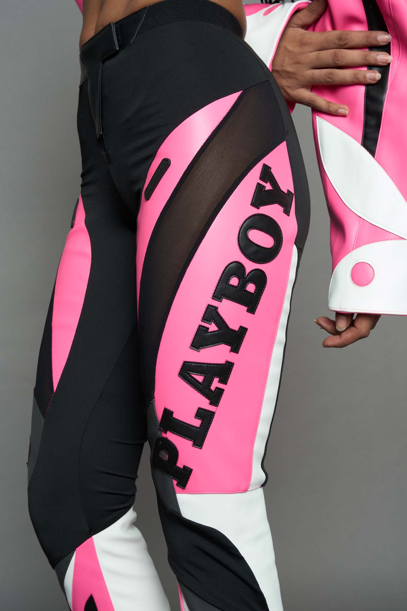 NAMILIA Playboy Moto Mesh Pants - pink/black, xs
