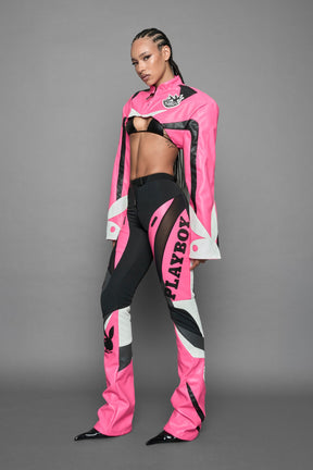 NAMILIA Playboy Moto Mesh Pants - pink/black, xs