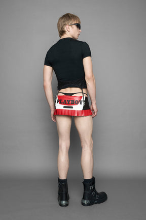 NAMILIA Playboy Moto Mini Skirt - red/ black, xs