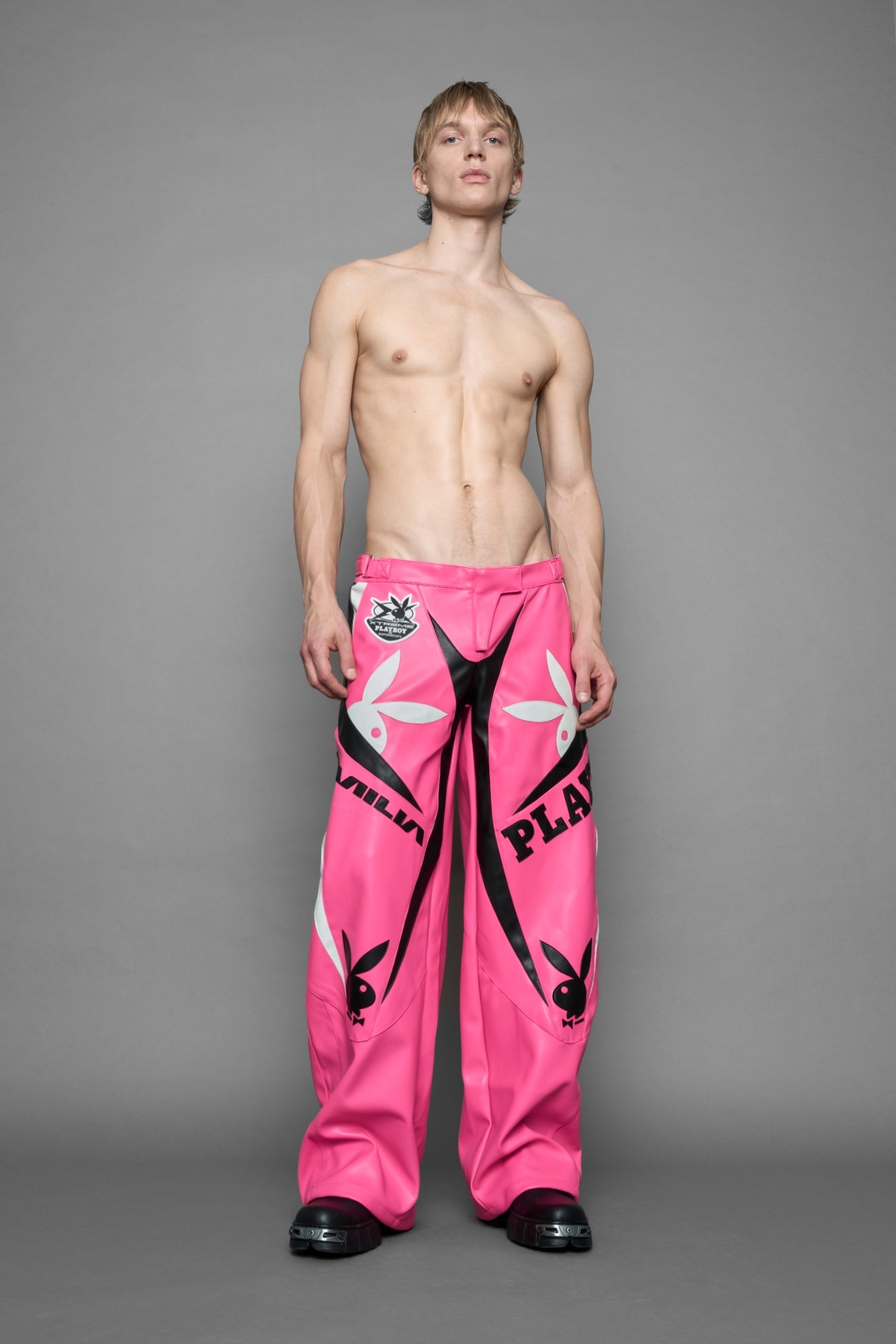 NAMILIA Playboy Moto Pants - pink/ black, xs