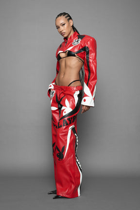 NAMILIA Playboy Moto Pants - red/ black, xs