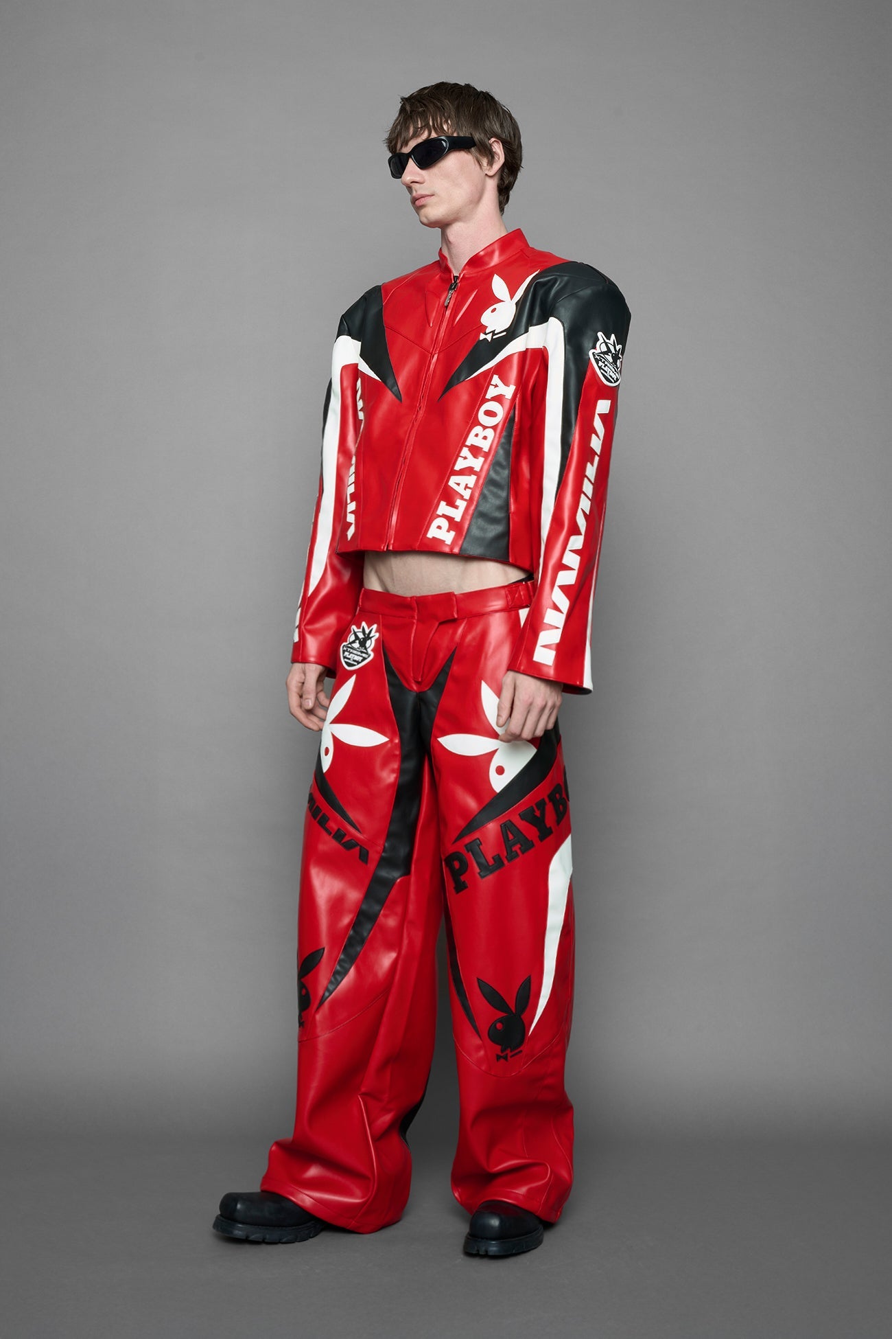 NAMILIA Playboy Moto Pants - red/ black, xs