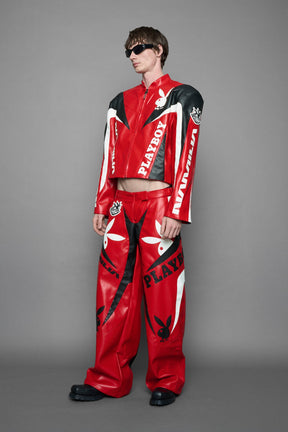 NAMILIA Playboy Moto Pants - red/ black, xs