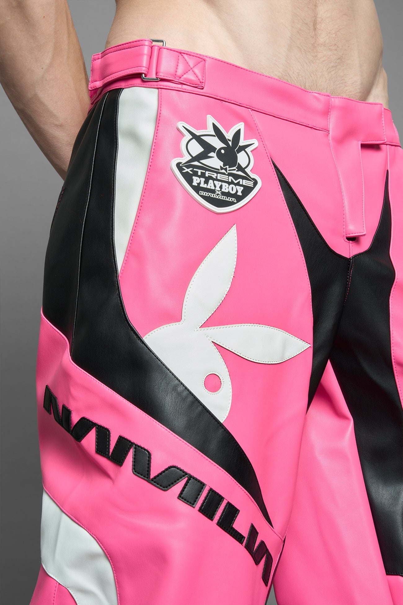 NAMILIA Playboy Moto Pants - pink/ black, xs