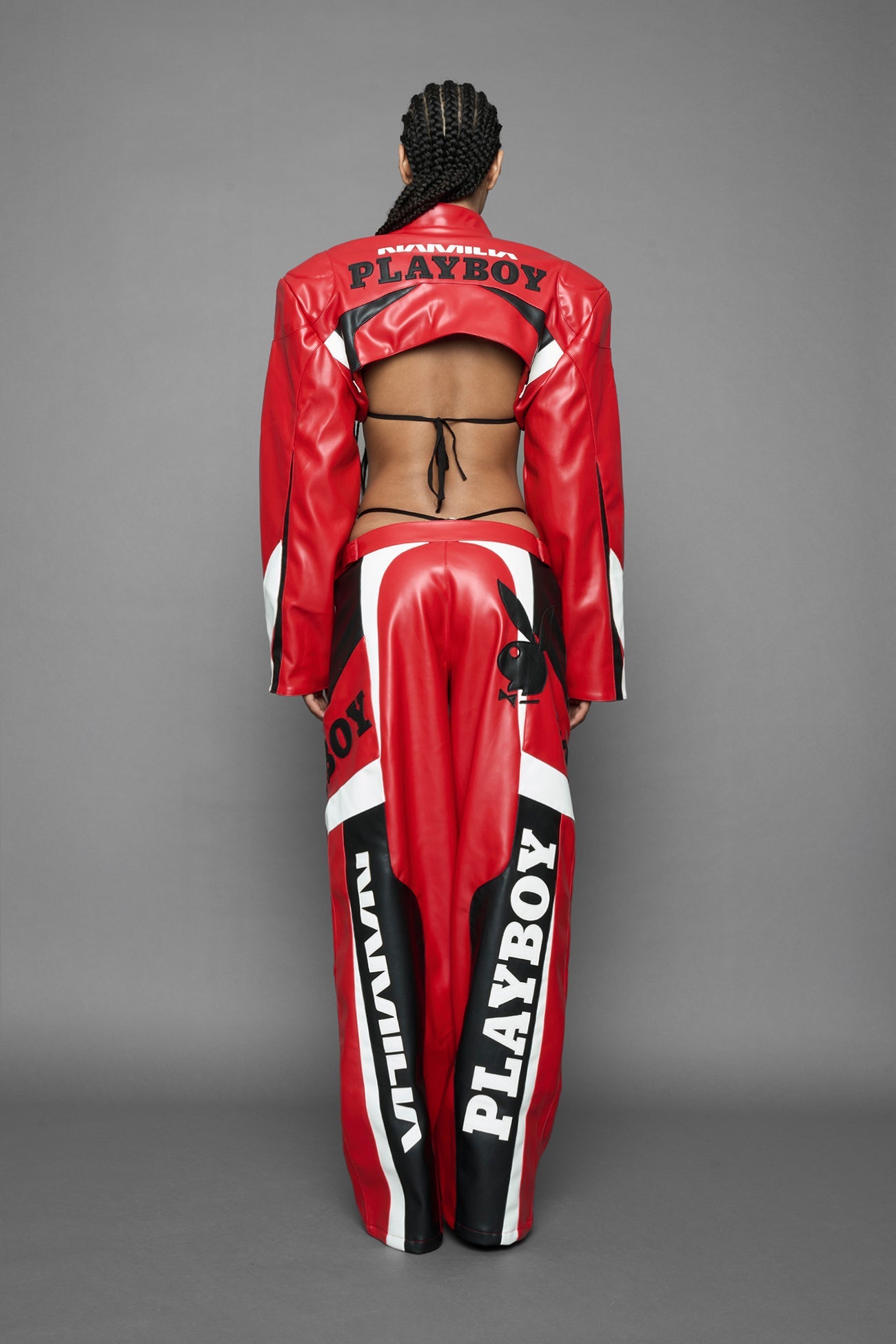 NAMILIA Playboy Moto Pants - red/ black, xs
