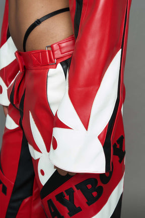NAMILIA Playboy Moto Pants - red/ black, xs