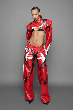 NAMILIA Playboy Moto Pants - red/ black, xs
